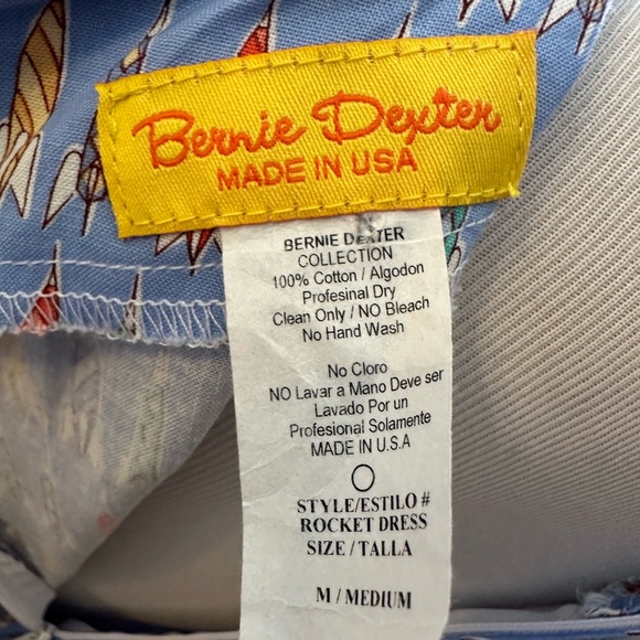Bernie Dexter vintage 50s style MCM dress VLV pale blue rockets rockabilly - Picture 6 of 6